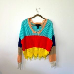 comfy rainbow sweater.